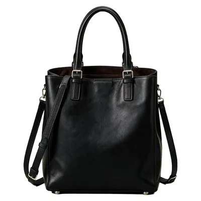 Black structured leather tote