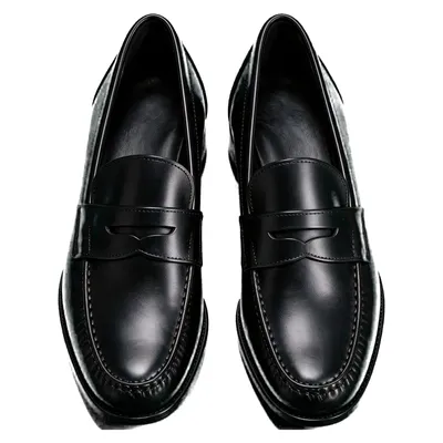 Black leather loafers