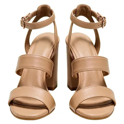 Tan block heel sandals