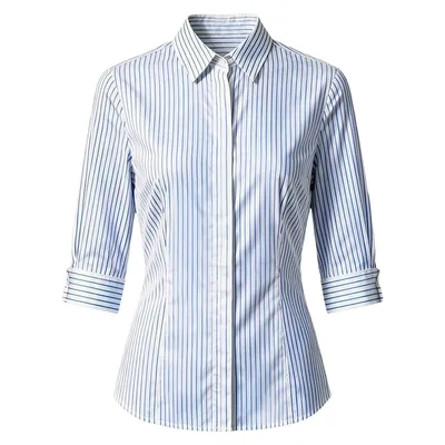 Blue stripe stripe poplin blouse